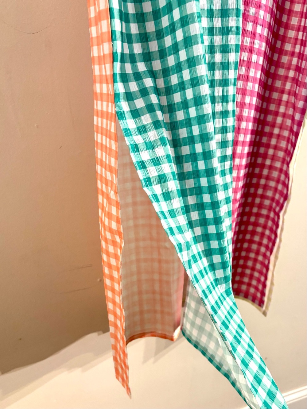 NEW SHEIN Collared Midi Dress - Multi-Colored Pastels Seersucker Gingham XL - Picture 6 of 8